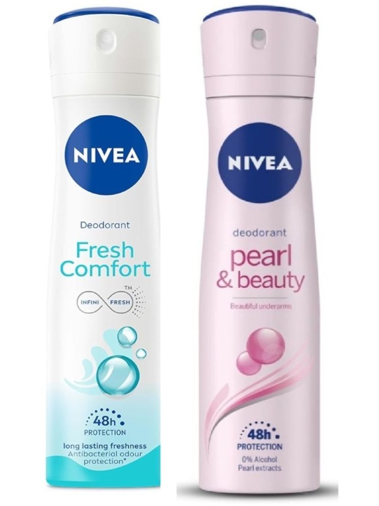     			Nivea Fresh Comfort & Pearl and Beauty Deodorant Spray for Men,Women,Unisex 300 ml ( Pack of 2 )