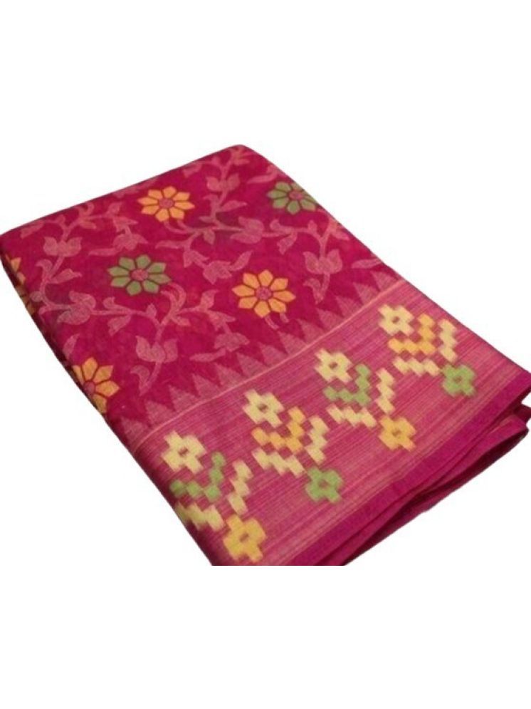     			Samai Cotton Silk Printed Saree With Blouse Piece - Rani ( Pack of 1 )