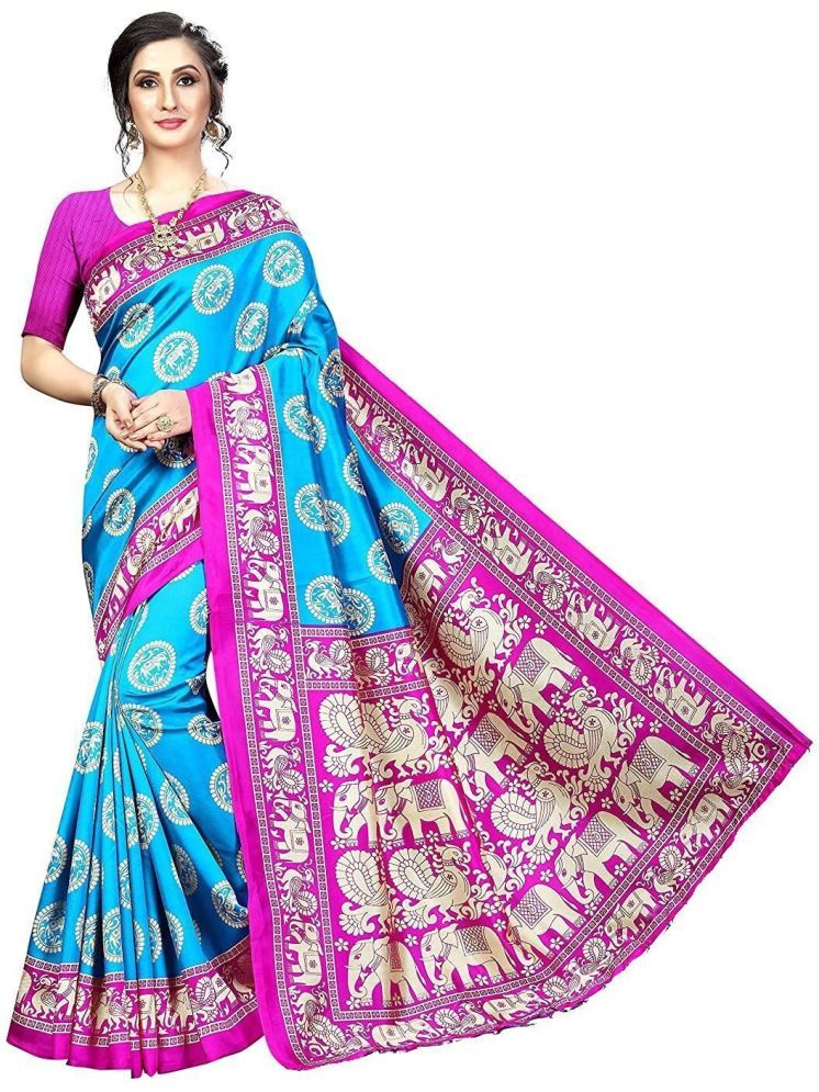     			Samai Cotton Silk Printed Saree With Blouse Piece - Rama ( Pack of 1 )