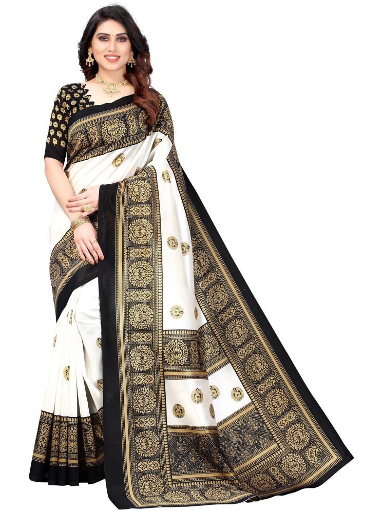     			Samai Cotton Silk Printed Saree With Blouse Piece - Black ( Pack of 1 )