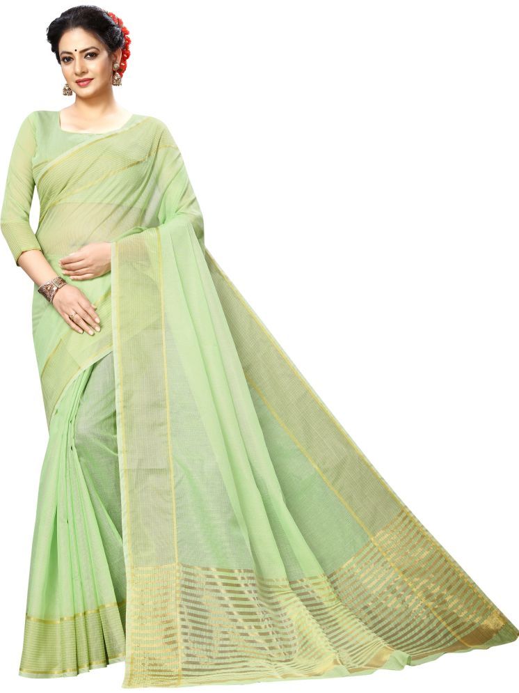     			Samai Cotton Silk Solid Saree With Blouse Piece - Green ( Pack of 1 )