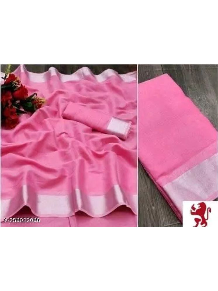     			Samai Cotton Silk Solid Saree With Blouse Piece - Pink ( Pack of 1 )