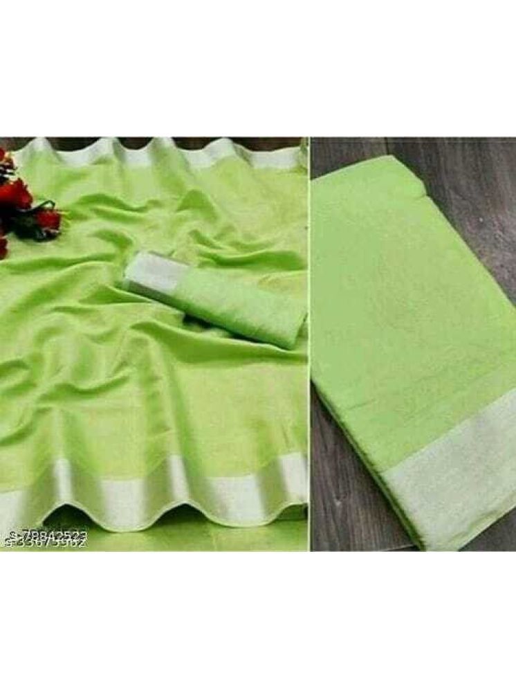     			Samai Cotton Silk Solid Saree With Blouse Piece - Green ( Pack of 1 )