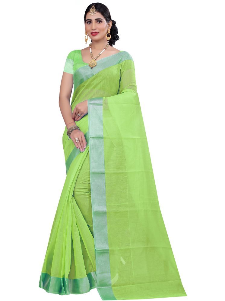     			Samai Cotton Silk Solid Saree With Blouse Piece - Mint Green ( Pack of 1 )