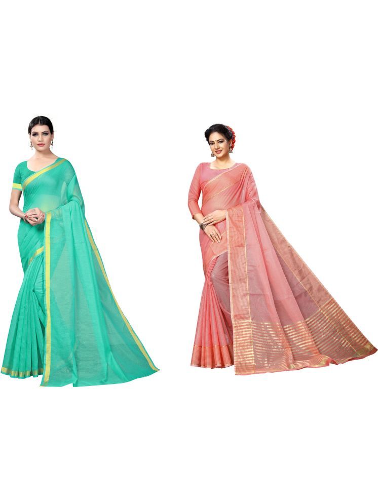     			Samai Cotton Silk Solid Saree With Blouse Piece - Multicolor6 ( Pack of 2 )