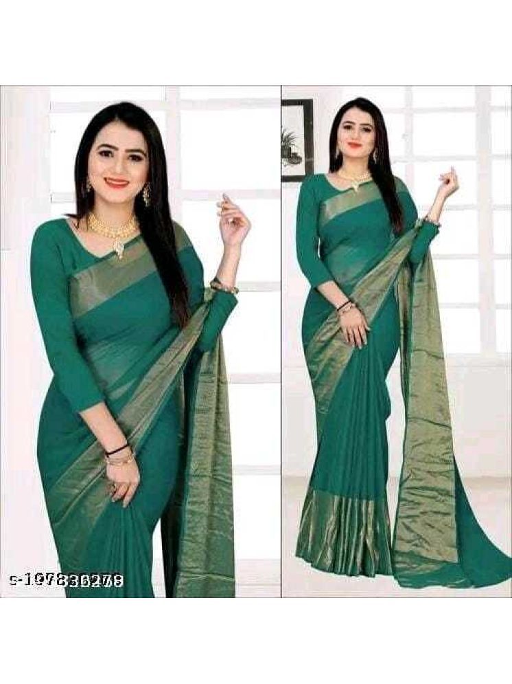     			Samai Cotton Silk Woven Saree With Blouse Piece - Rama ( Pack of 1 )