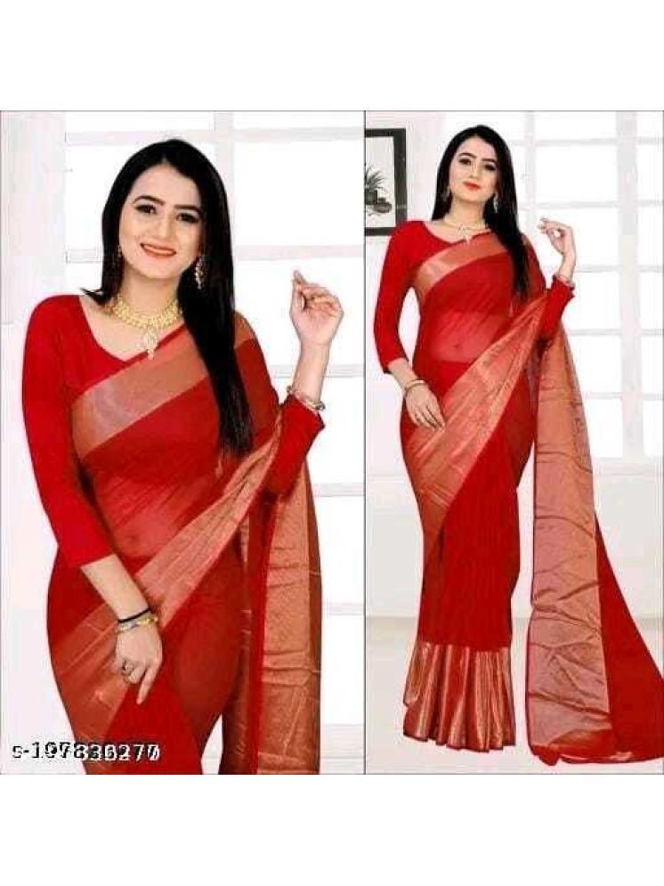     			Samai Cotton Silk Woven Saree With Blouse Piece - Red ( Pack of 1 )