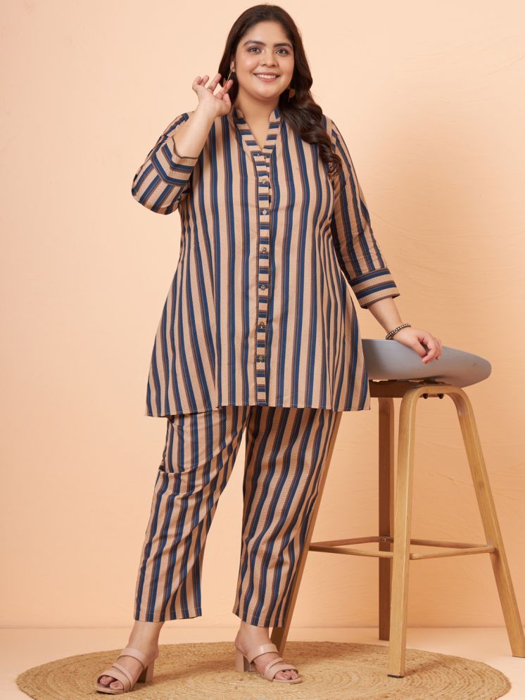     			Tissu Brown Striped Pant Top Set