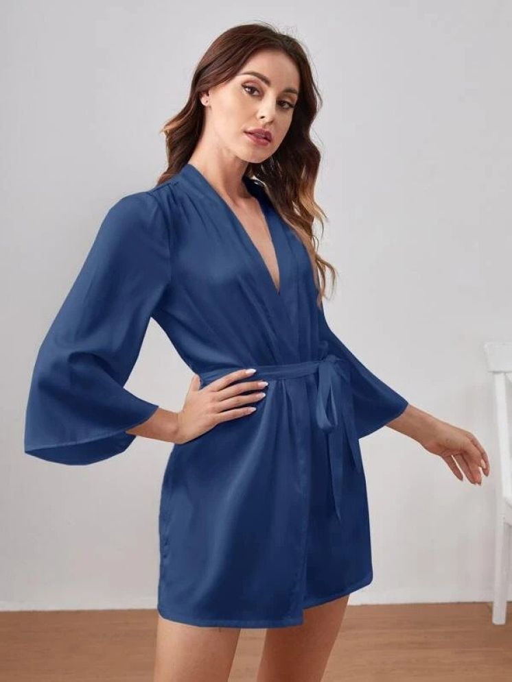     			YUZU Blue Satin Women's Nightwear Robes ( Pack of 1 )