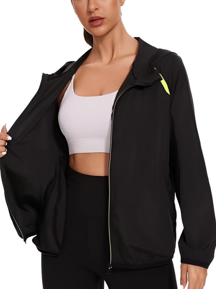     			curvy comfort - Polyester Black Hooded Jackets