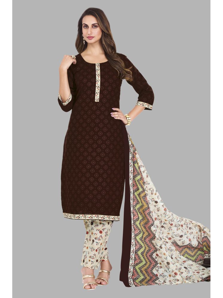     			shree jeenmata collection Cotton Printed Kurti With Pants Women's Stitched Salwar Suit - Maroon ( Pack of 1 )