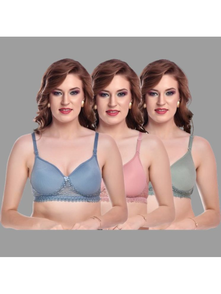     			CALTUS FASHION Pack of 3 Cotton Blend Non Padded Convertable Bra For Women ( Multicolor5 )