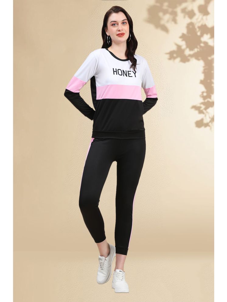     			DTR FASHION Pink Cotton Blend Colorblock Tracksuit - Pack of 1