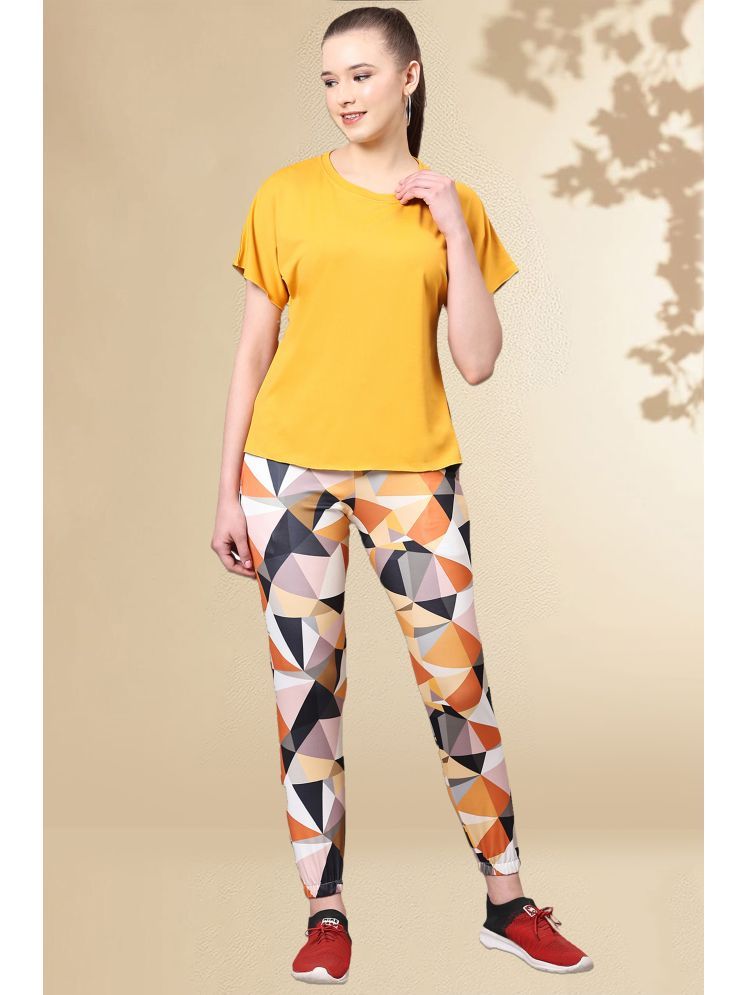     			DTR FASHION Yellow Cotton Blend Printed Tracksuit - Pack of 1