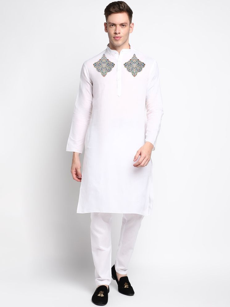     			Devoiler White Cotton Blend Men's Regular Kurta ( Pack of 1 )