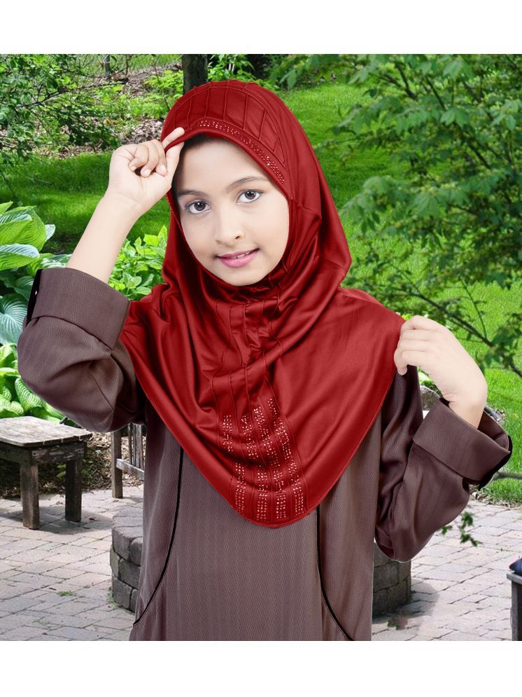     			Mehar Maroon Polycotton Stitched Hijab - Single