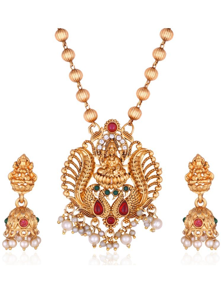     			Vighnaharta Golden Brass Necklace Set ( Pack of 2 )