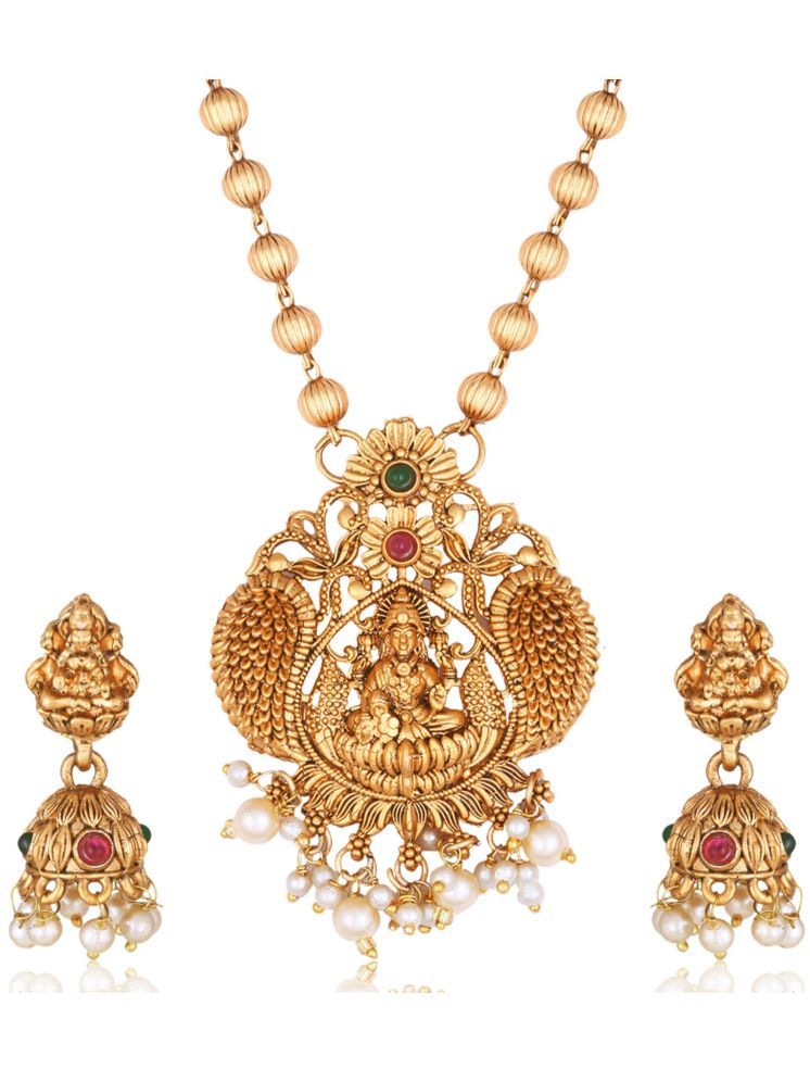     			Vighnaharta Golden Brass Necklace Set ( Pack of 2 )