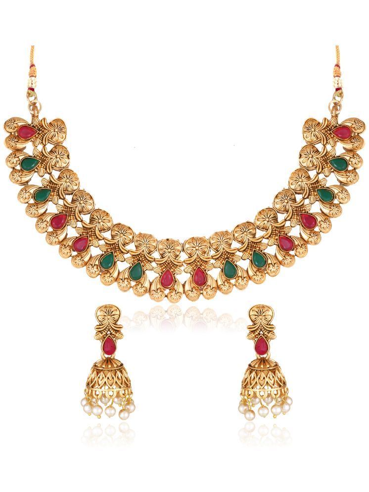     			Vighnaharta Golden Brass Necklace Set ( Pack of 2 )