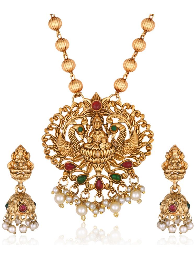     			Vighnaharta Golden Brass Necklace Set ( Pack of 2 )