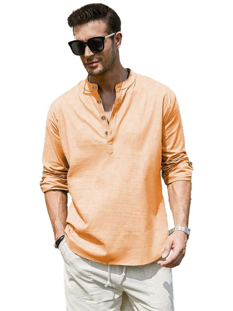     			ViraVesh Orange Cotton Men's Shirt Style Kurta ( Pack of 1 )