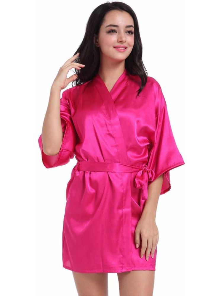     			YUZU Pink Satin Women's Nightwear Robes ( Pack of 1 )