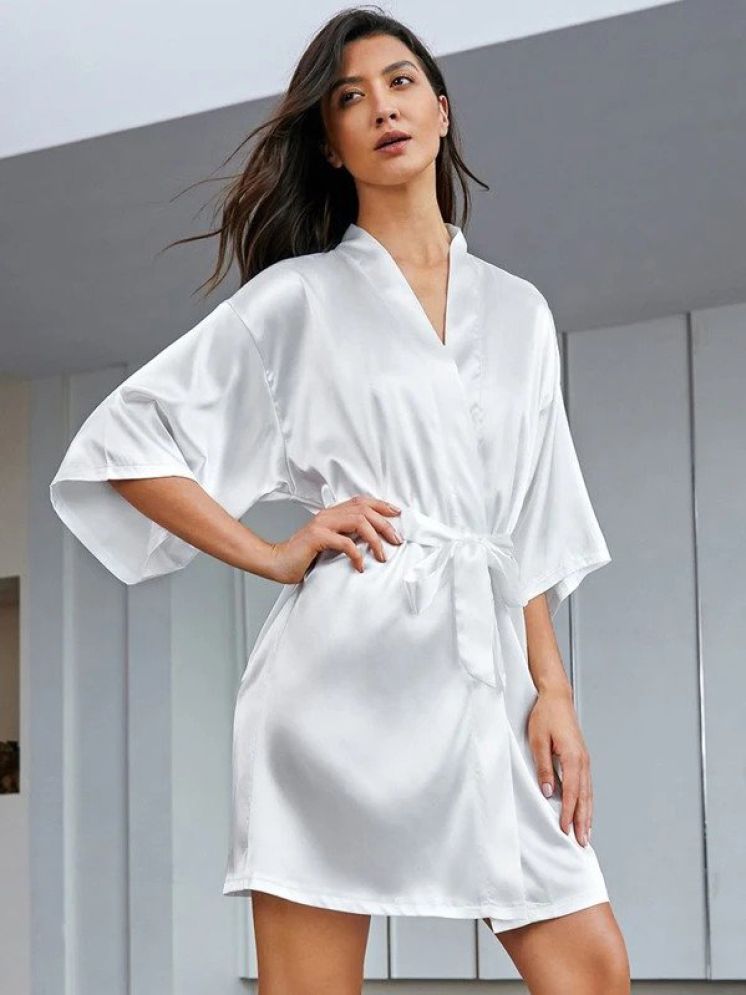     			ZYPRENT White Satin Women's Nightwear Robes ( Pack of 1 )